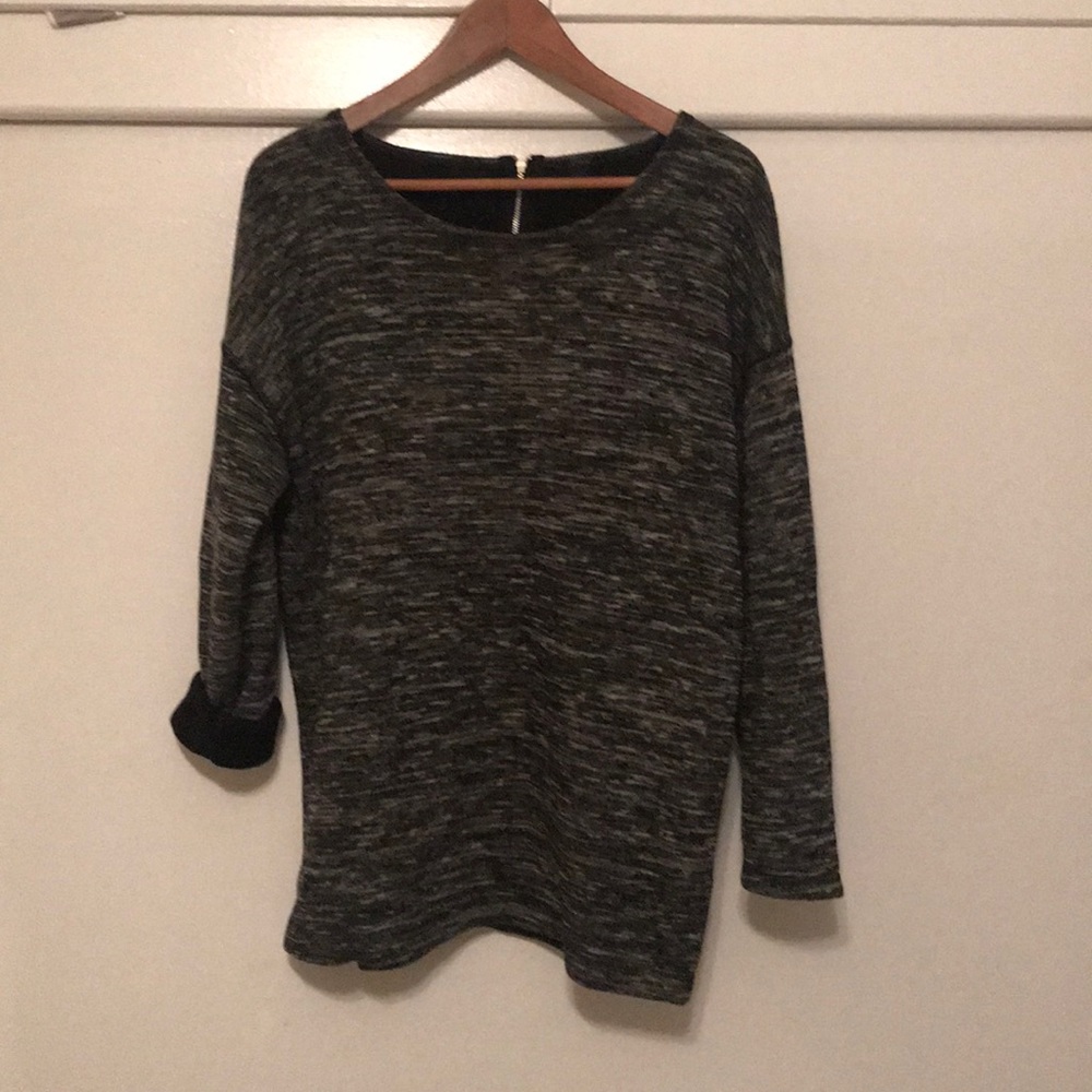 JCrew Black and gray Sweater w exposed zipper